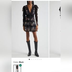 FarmRio Garden Stitched Long Sleeve Button Front Minidress, XL